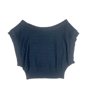 Guess Collection Black Silk‎ Blend Ribbed Knit Dolman Top Blouse Size L / G